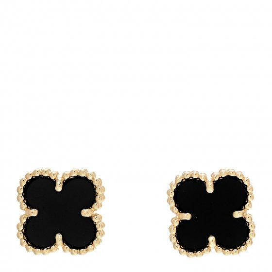 VAN CLEEF & ARPELS 18K Yellow Gold Black Onyx Sweet Alhambra Earrings | FASHIONPHILE | Fashionphile