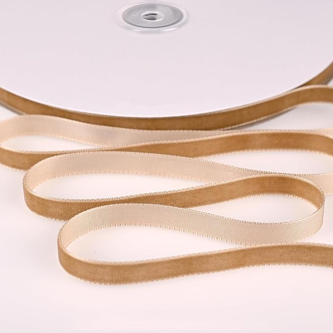 Moukiween Khaki Velvet Ribbon 3/8 Inch x 30yd,Velvet Ribbon for Gift Wrapping Invitation Floral H... | Amazon (US)