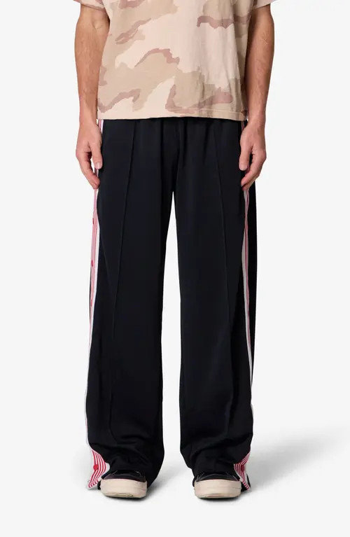 mnml Side Snap Striped Track Pants in Black at Nordstrom, Size Xx-Large | Nordstrom