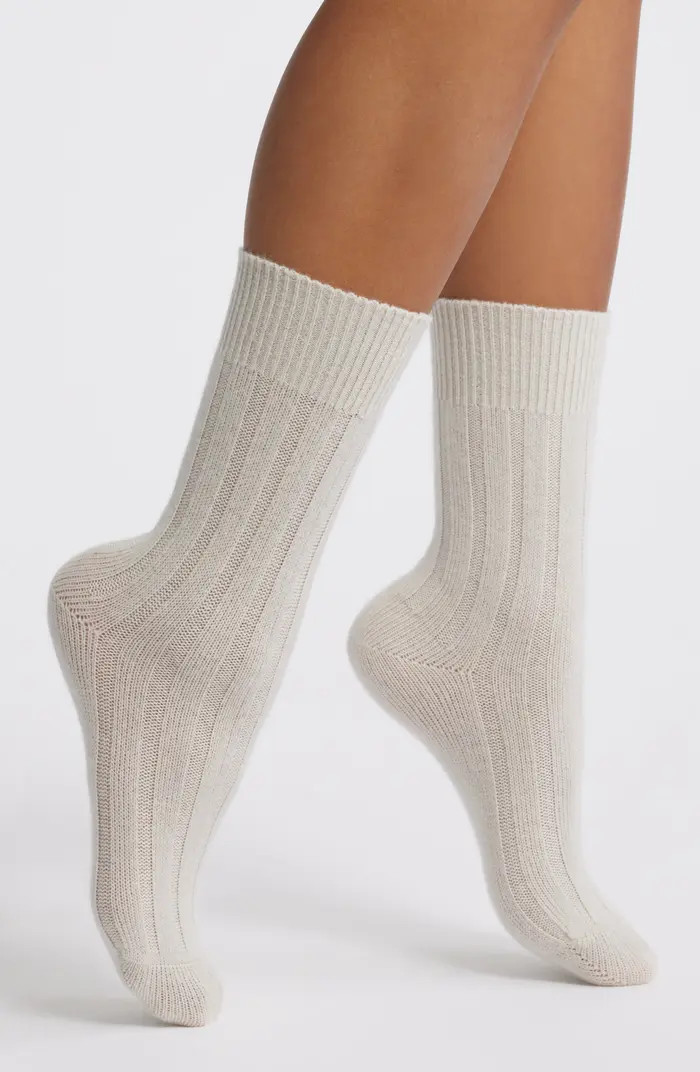 Rib Cashmere Blend Crew Socks | Nordstrom
