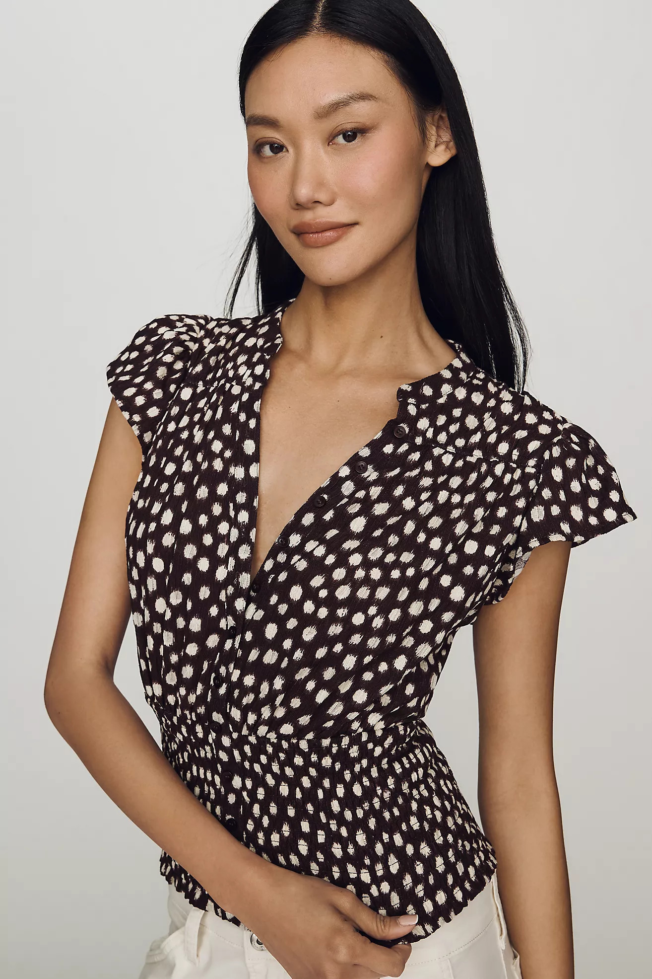 Maeve Market Day Waisted Short-Sleeve Top | Anthropologie (US)