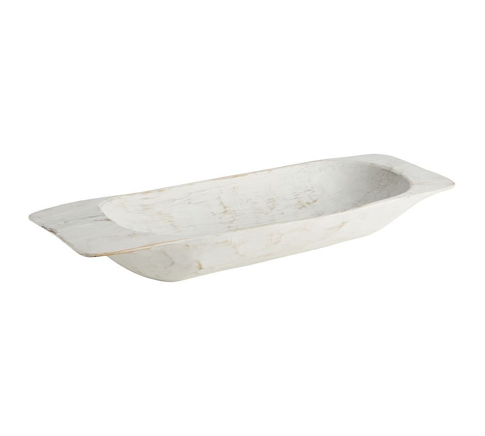 Wooden Dough Bowl Trays, White, Large | Pottery Barn (US)