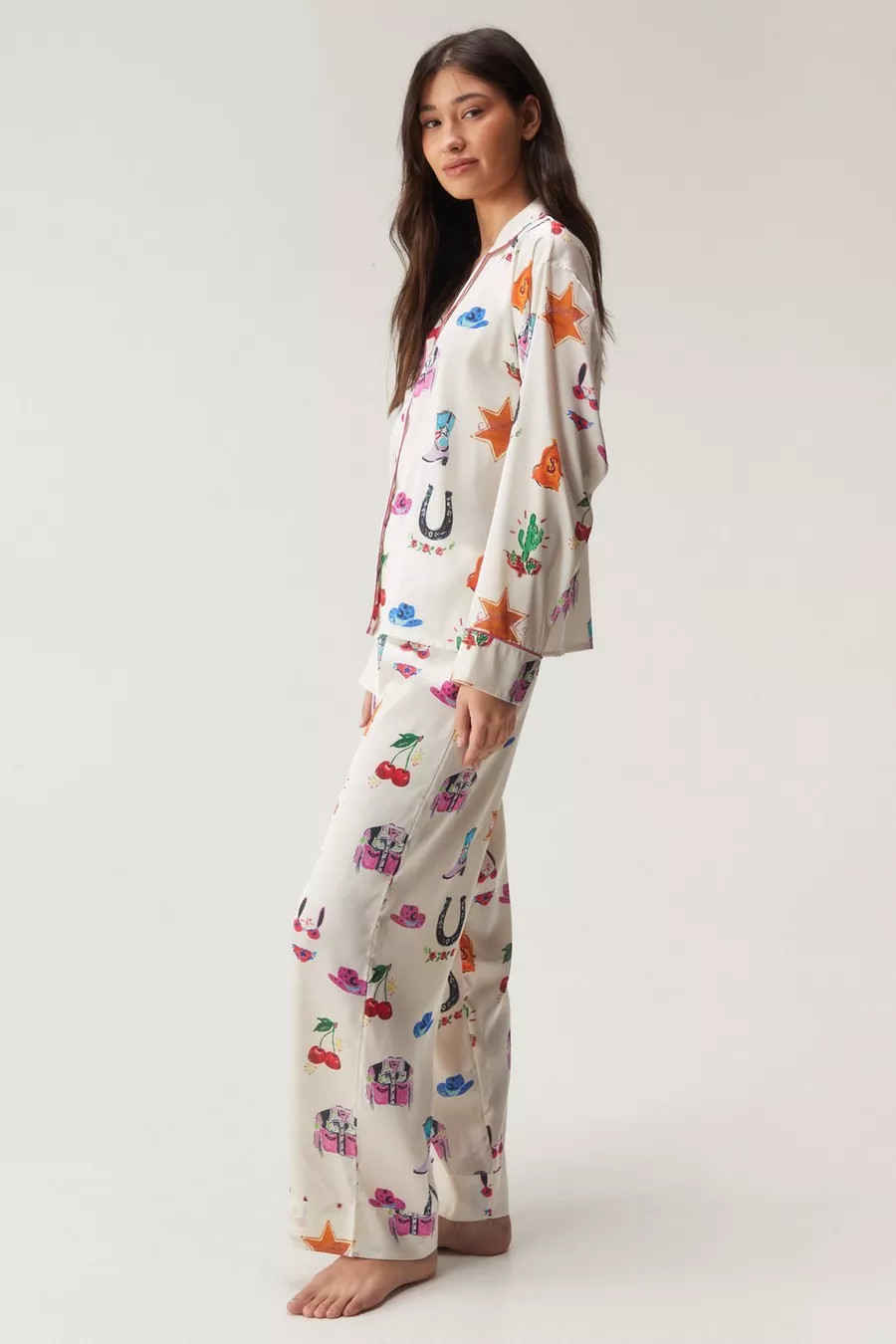 Satin Cowboy Western Pajama Pants Set | Nasty Gal US