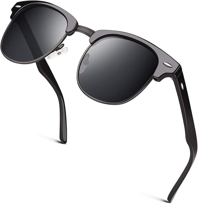 GQUEEN Classic Horn Rimmed Semi Rimless Polarized Sunglasses for Men Women GQO6 | Amazon (US)