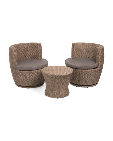 3pc Outdoor Swivel Accent Chairs And Table Set | TJ Maxx