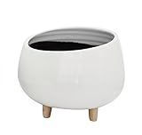 Creative Co-op White Planter with Wood Feet | Amazon (US)