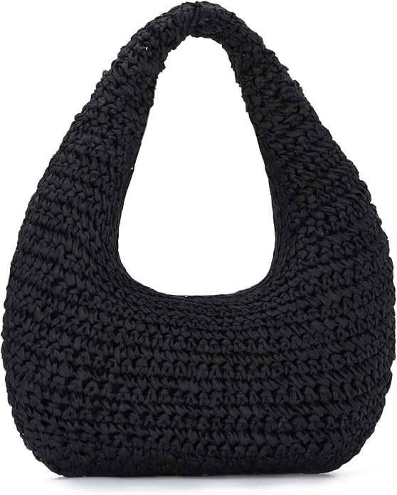 GOKTOW Women Hand Carry Only Straw Bag, Crescent Summer Beach Purse, Soft Faux Straw Tote 2025 | Amazon (US)