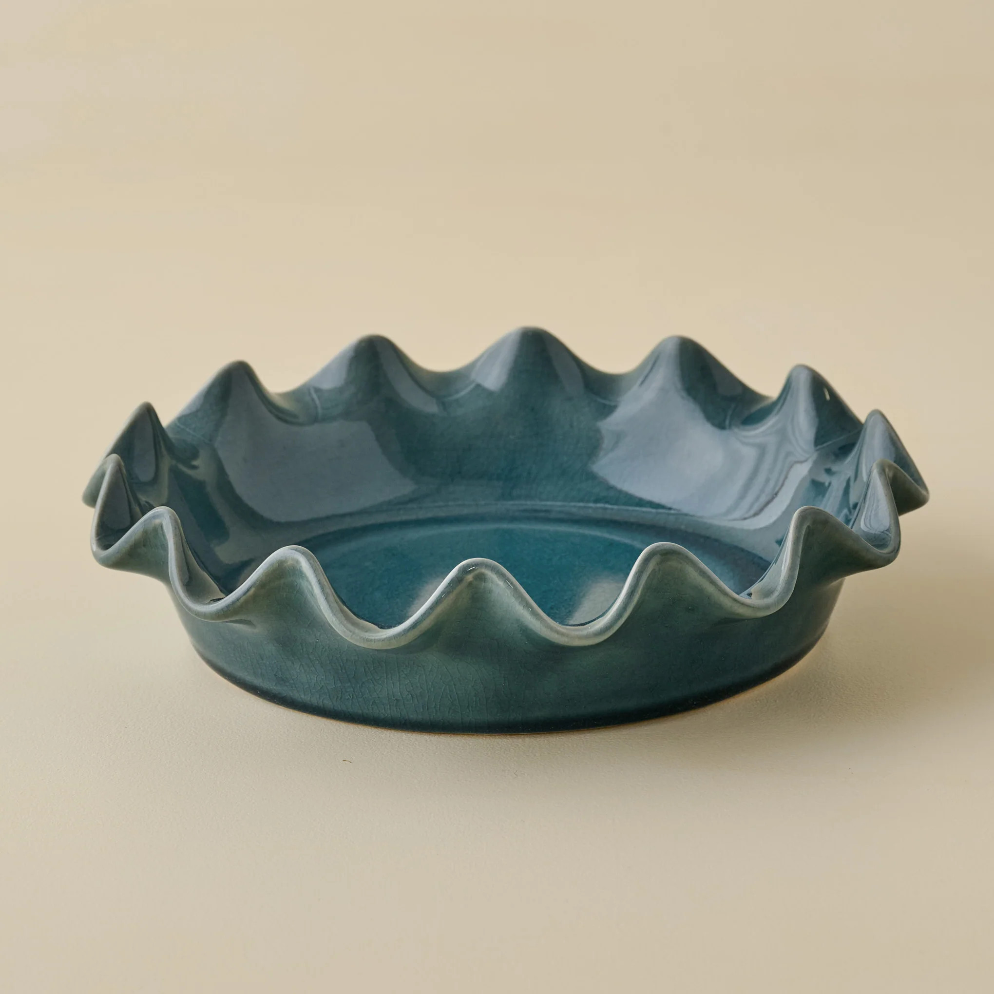 Vintage Blue Scalloped Pie Dish | Magnolia