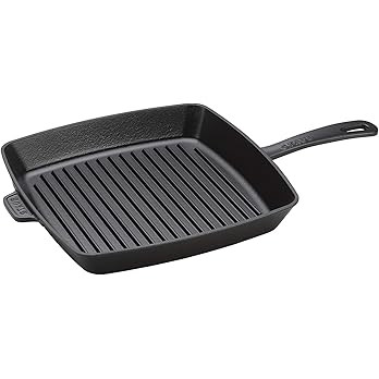 Staub Cast Iron 12-inch Square Grill Pan - Matte Black, Made in France | Amazon (US)