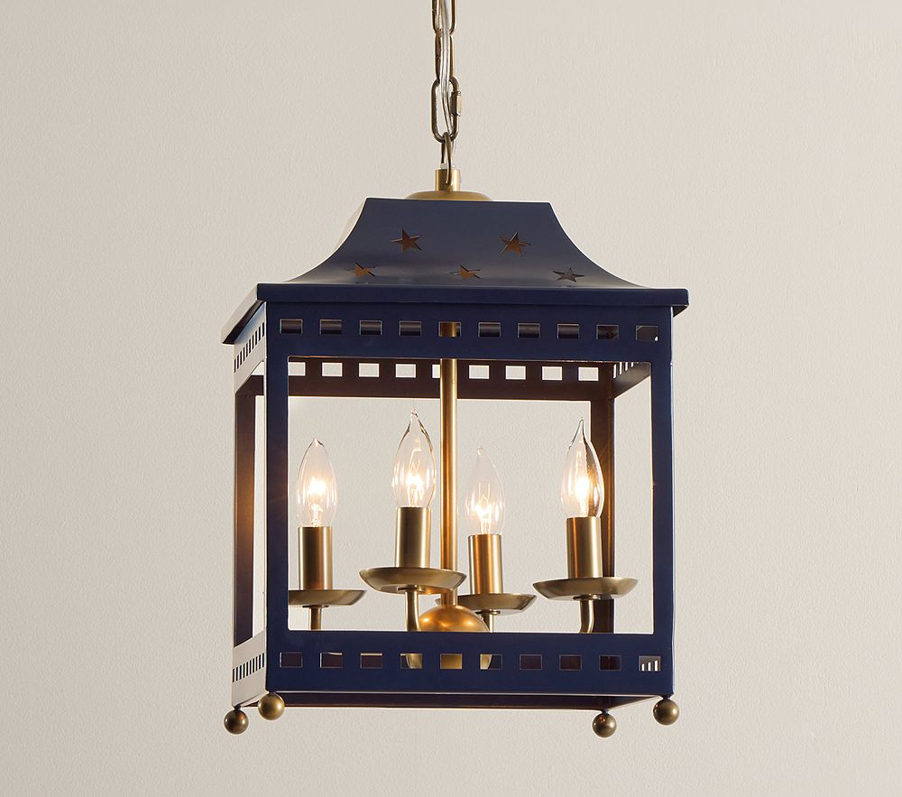 Navy Star Punched Lantern Chandelier (18") | Pottery Barn Kids