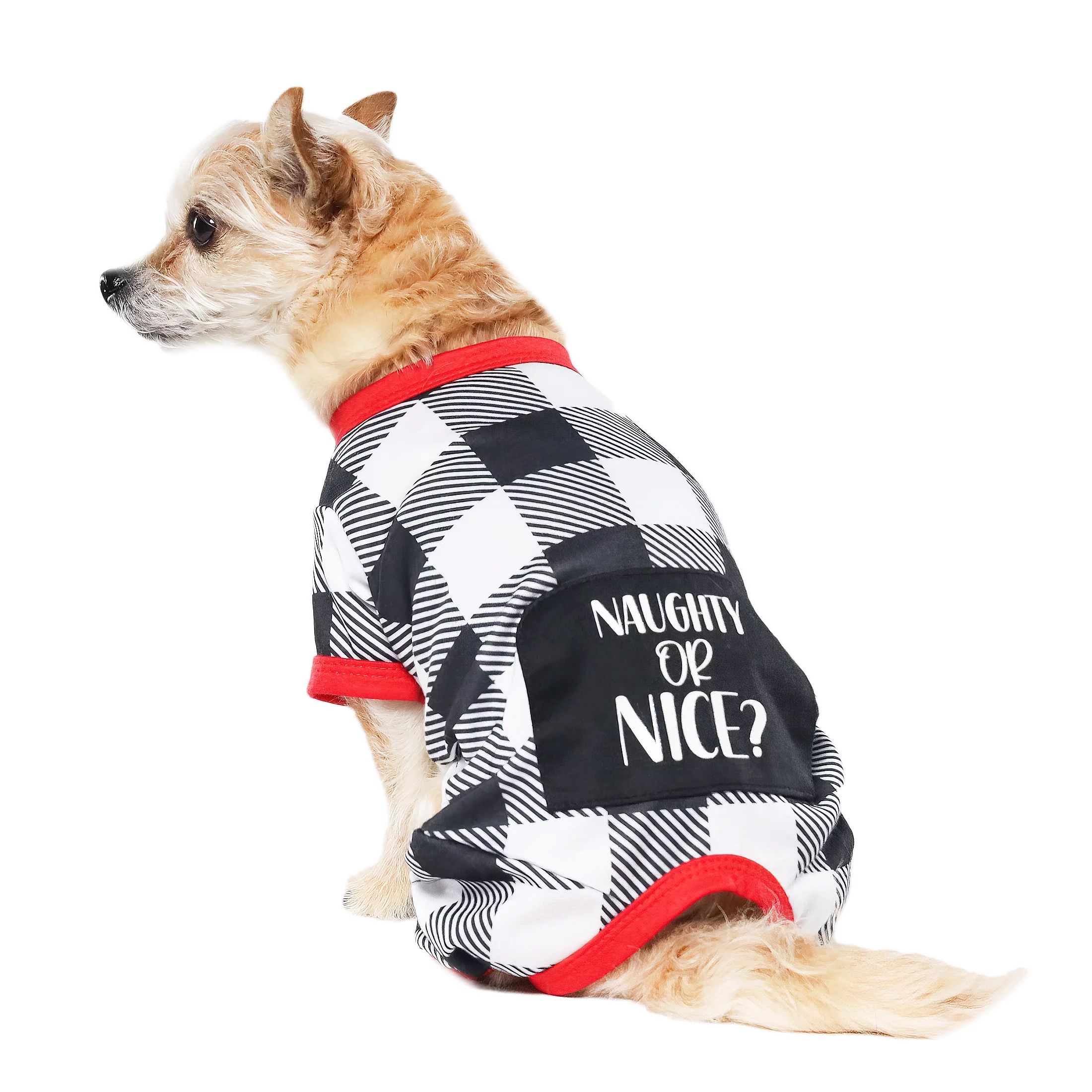 Vibrant Life Dog Clothes: Black & White Plaid Jersey Pajamas, Size XS | Walmart (US)