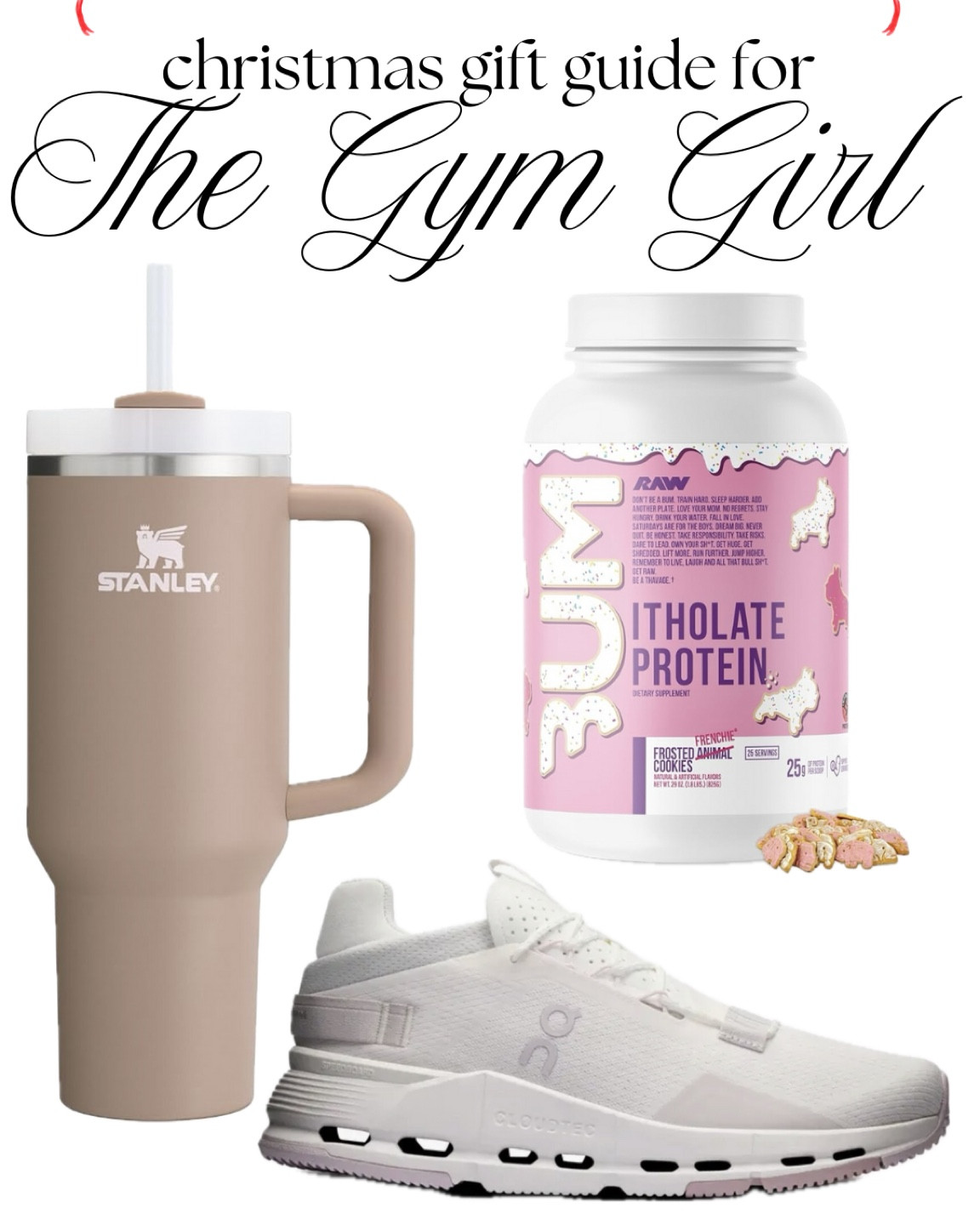 christmas gift guide for the gym girl 🩷 gym shoes, lifting shoes, weightlifting shoes, running shoes, nike shoes, on shoes, hoka shoes, adidas shoes, protein powder, protein bars, energy drinks, water tumbler, hydrojug, stanley cup, brumate 

#LTKStyleTip #LTKShoeCrush #LTKActive