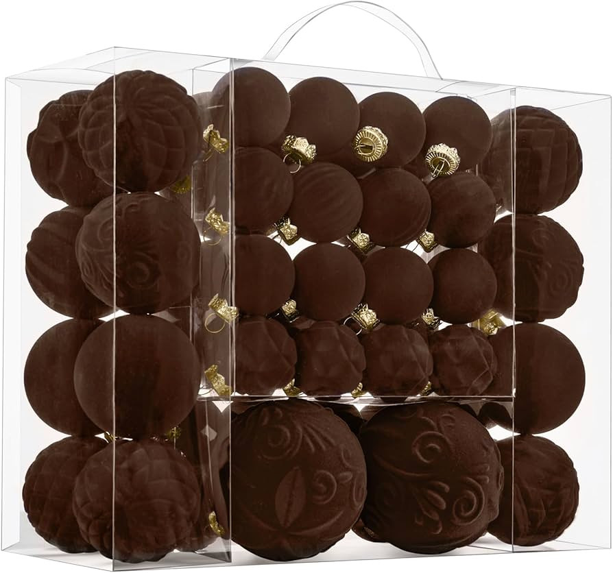 Velvet Christmas Ball Ornaments - 46pcs Flocked Christmas Tree Decorations Set Assorted Shatterpr... | Amazon (US)