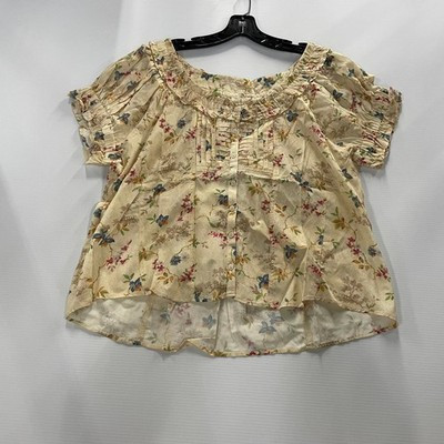 PILCRO Anthropologie Sheer Ruffle Puff-Sleeve Blouse Women's Size XL | eBay US