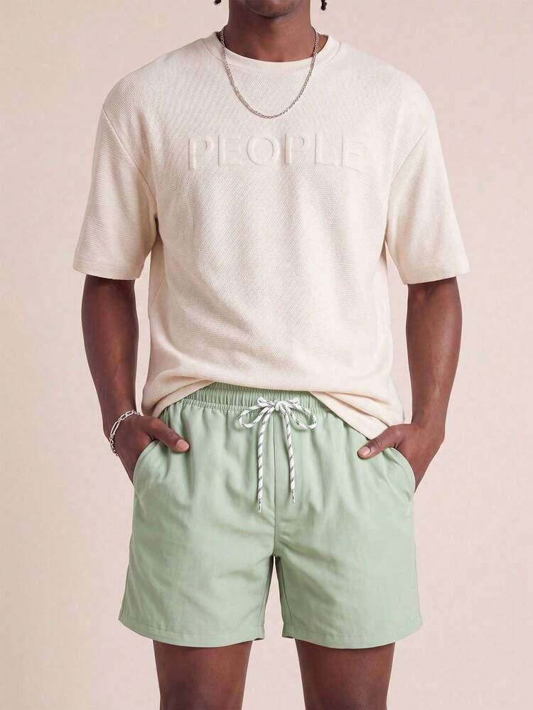 Palasendo Men Slant Pockets Drawstring Waist Swim Trunks Beach Shorts, Hawaiian, Holiday | SHEIN