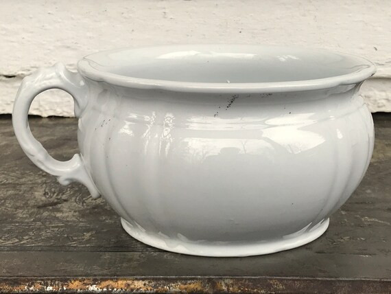 white ironstone chamber pot ~ 1800s Alfred Meakin ironstone ~ interesting flawed piece, probably a r | Etsy (US)