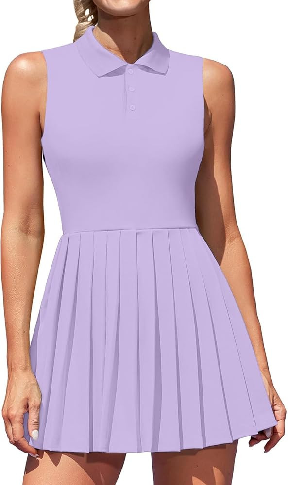 Wenlia Women's Polo Tennis Dresses Sleeveless Pleated Workout Golf Dress with Separate Shorts and... | Amazon (US)
