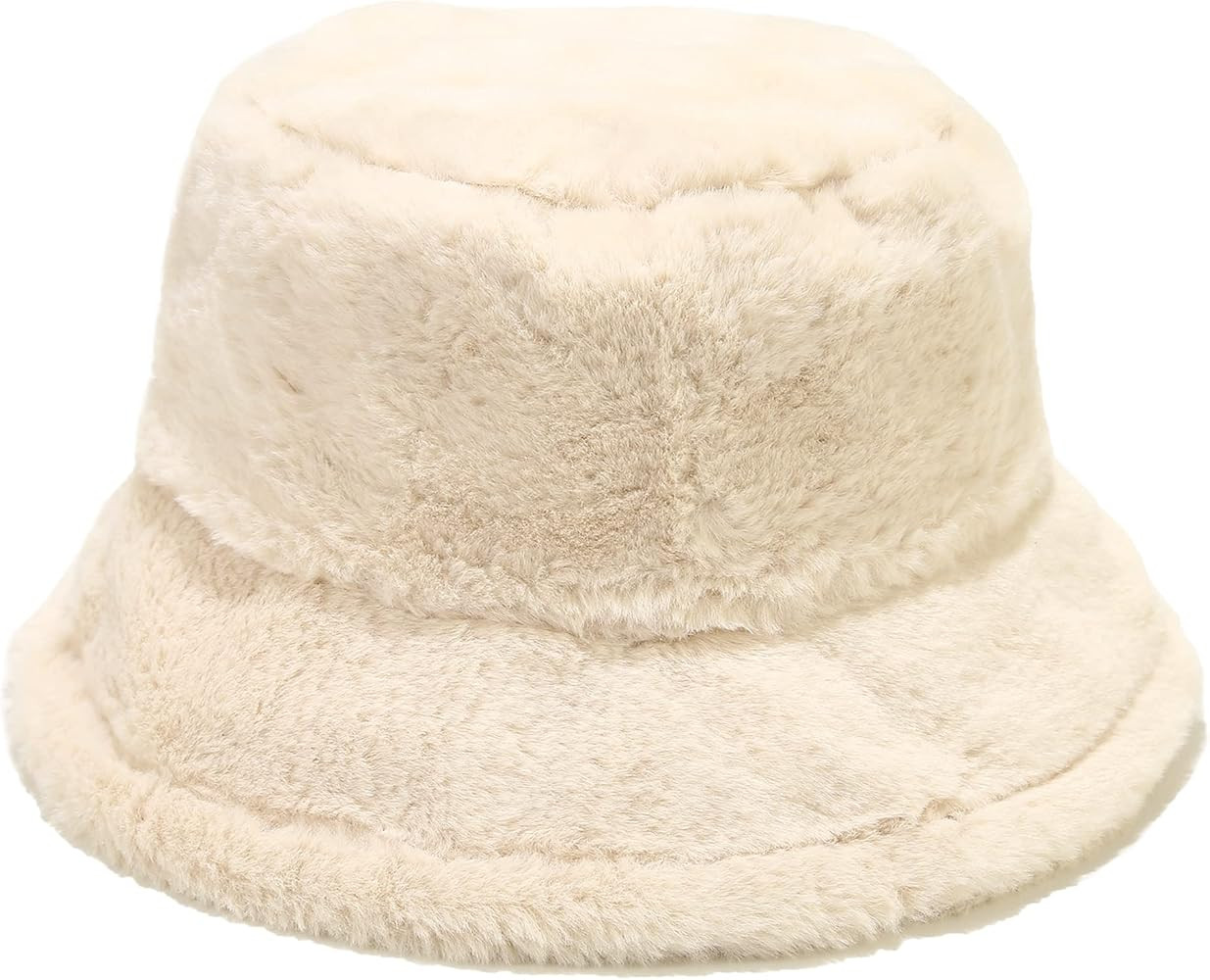 Umeepar Winter Faux Fur Bucket Hat Fluffy Warm Hat for Women Men | Amazon (US)