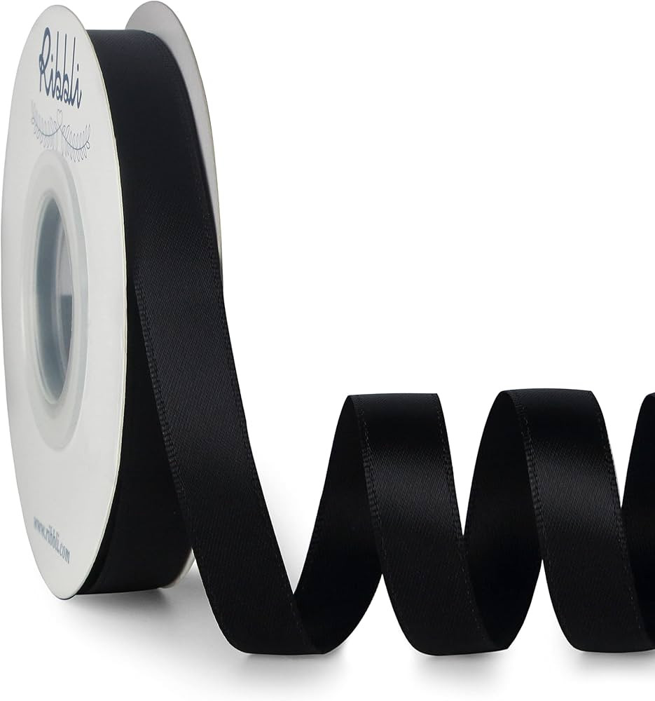 Ribbli Double Faced Black Satin Ribbon,1/2” x Continuous 25 Yards,Use for Bows Bouquet,Gift Wra... | Amazon (US)