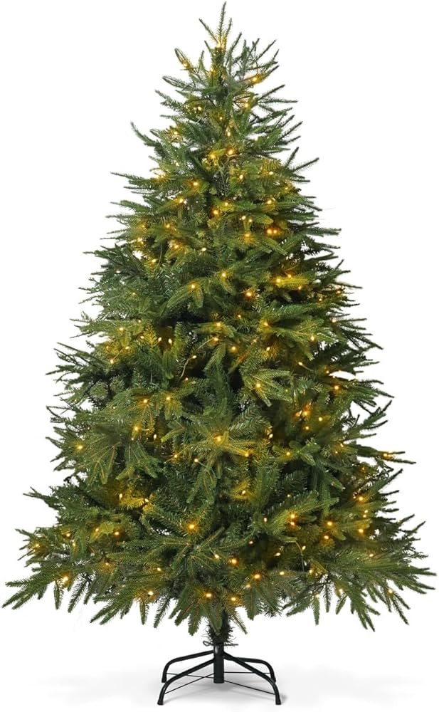 CAPHAUS 6 Feet Premium Pre-lit Christmas Tree w/Mixed PVC & PE 1889 Pre-Hinged Branch Tips & Fold... | Amazon (US)