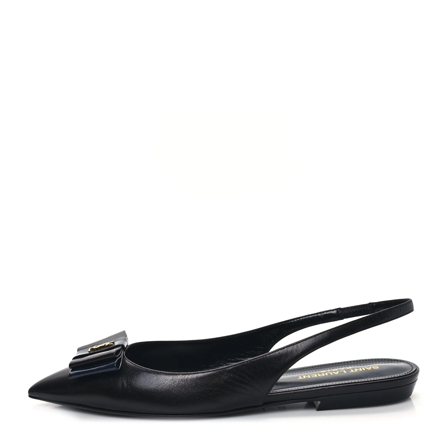 Patent Smooth Lambskin Anais Slingback Flats 36.5 Black Navy | FASHIONPHILE (US)