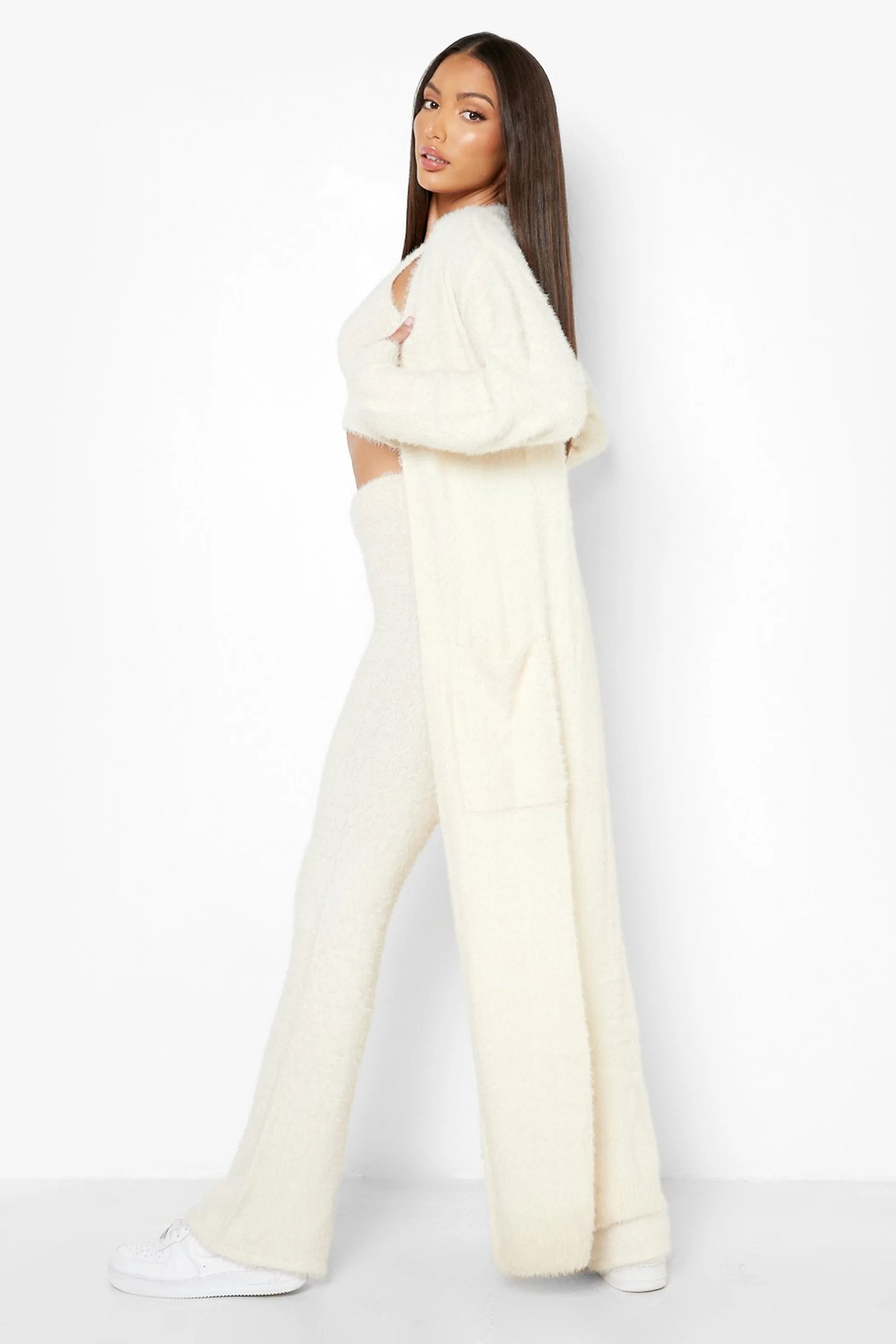 Tall Fluffy Knitted Maxi Cardigan | Boohoo.com (US & CA)