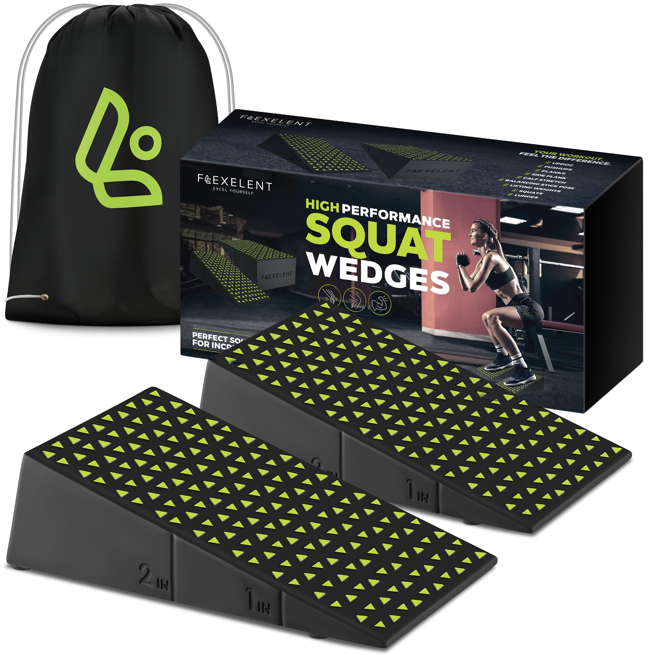 Squat Wedge Block Pair - Non Slip Squat Wedges & Ramp for Exercise, Home Gym, Weight Lifting & Yo... | Amazon (US)