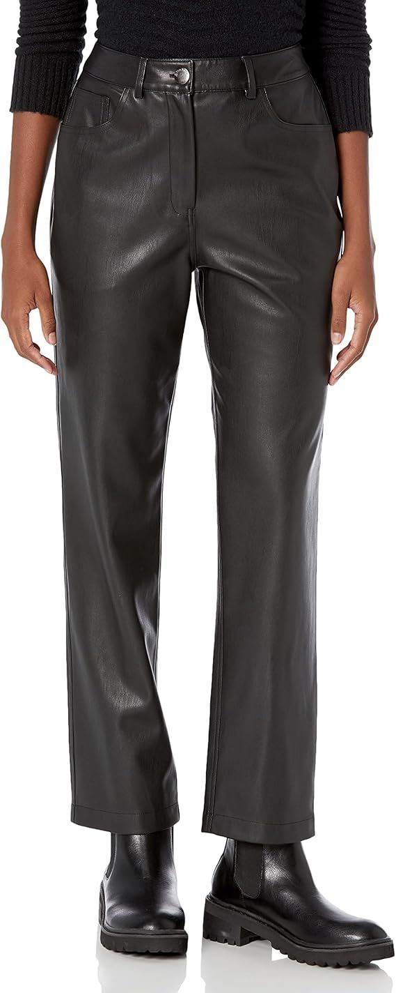 The Drop Women's Standard Jack Vegan Leather High Waisted Straight Leg Pant | Amazon (US)