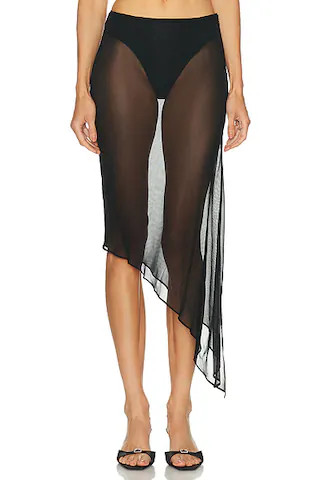 Sheer Asymmetric Midi Skirt | FWRD 