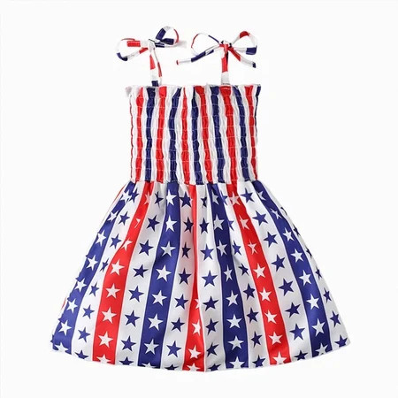 KPOPLK 4th of July Toddler Dress Outfit American Flag Dress Patriotic Independence Memorial Day Dress Summer Clothes(18-24 Months,Blue) | Walmart (US)