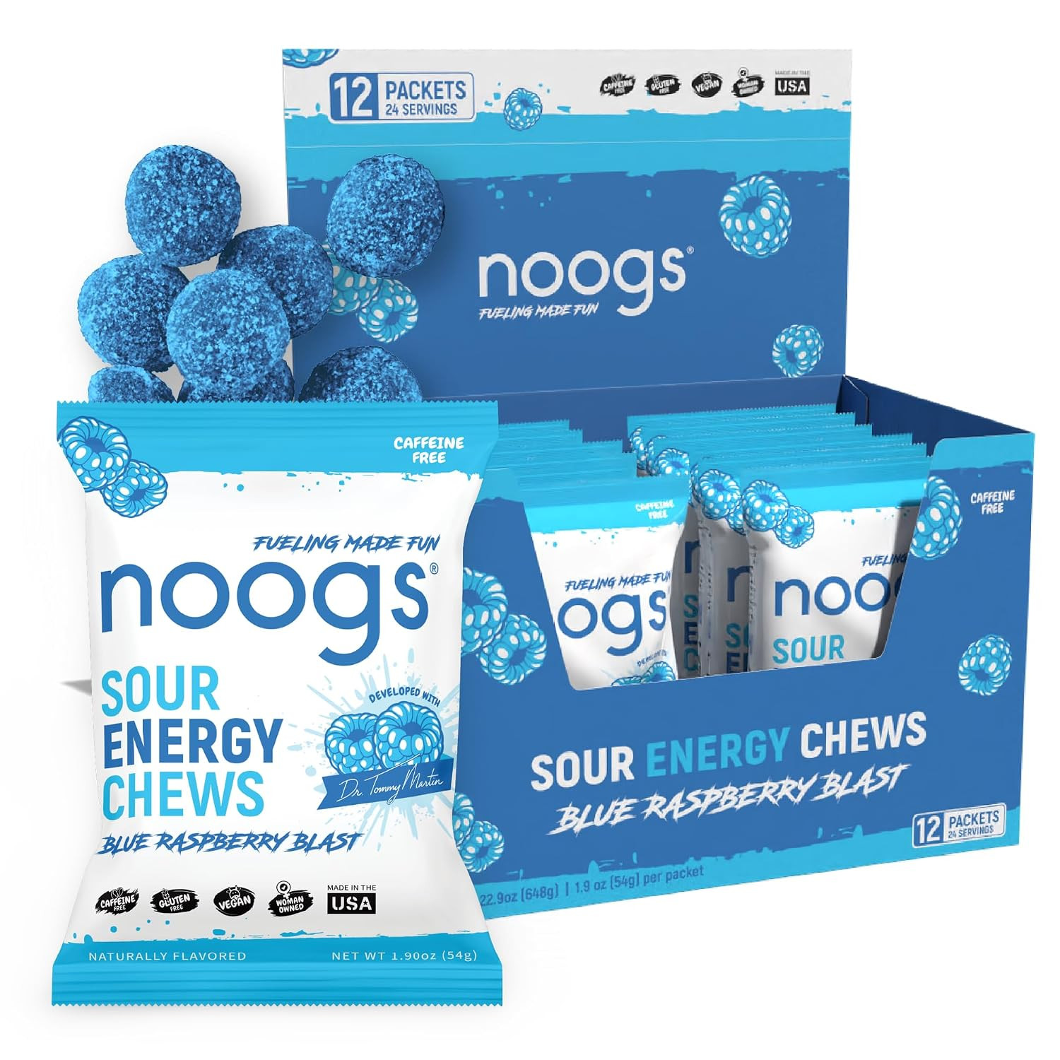 Blue Raspberry Blast Sour Energy Chews, Electrolyte Energy Gummies | Amazon (US)