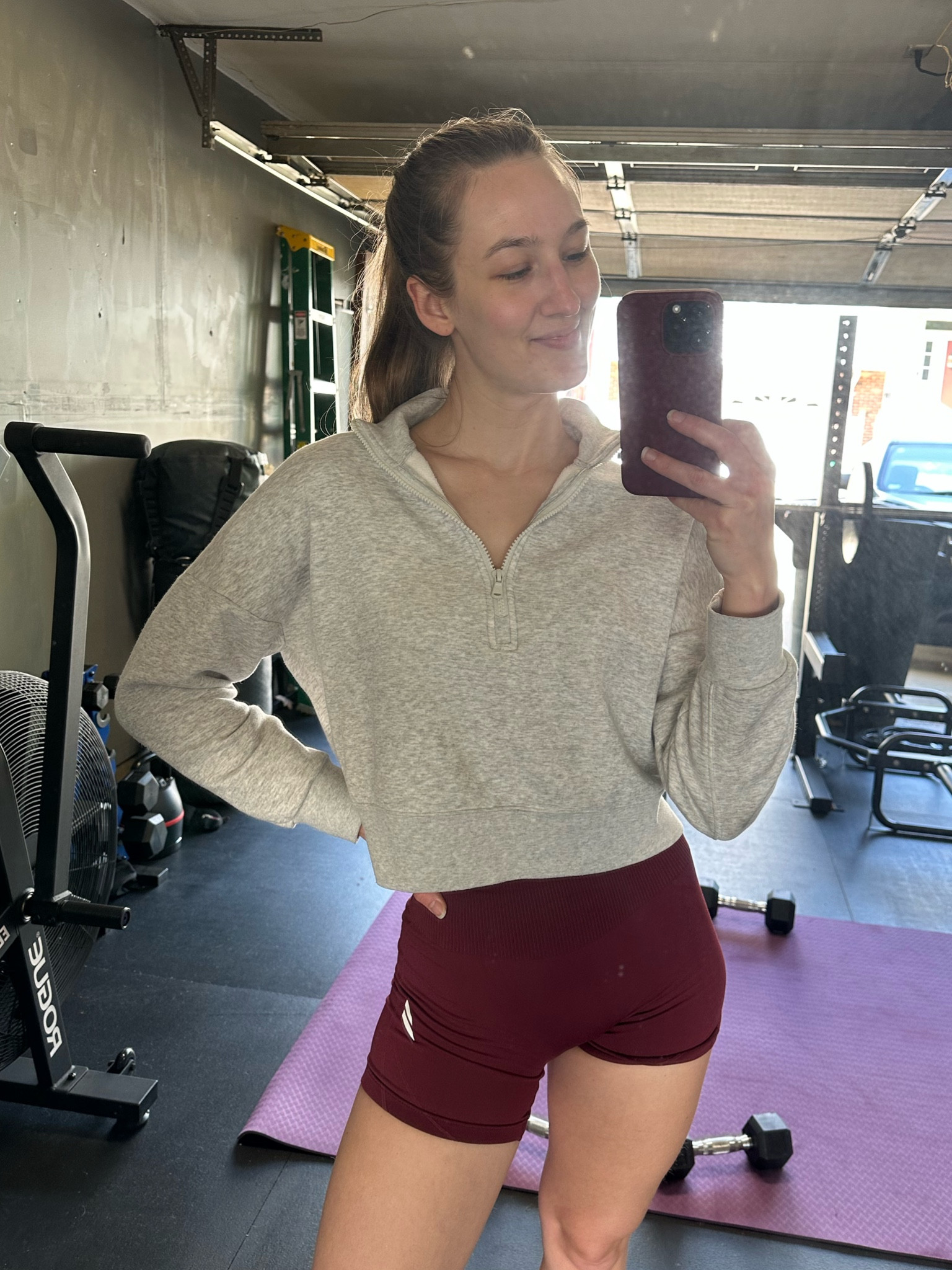 Grey half zip sweatshirt from Fabletics! Only $25 for VIP members! 

#LTKunder50 #LTKfit