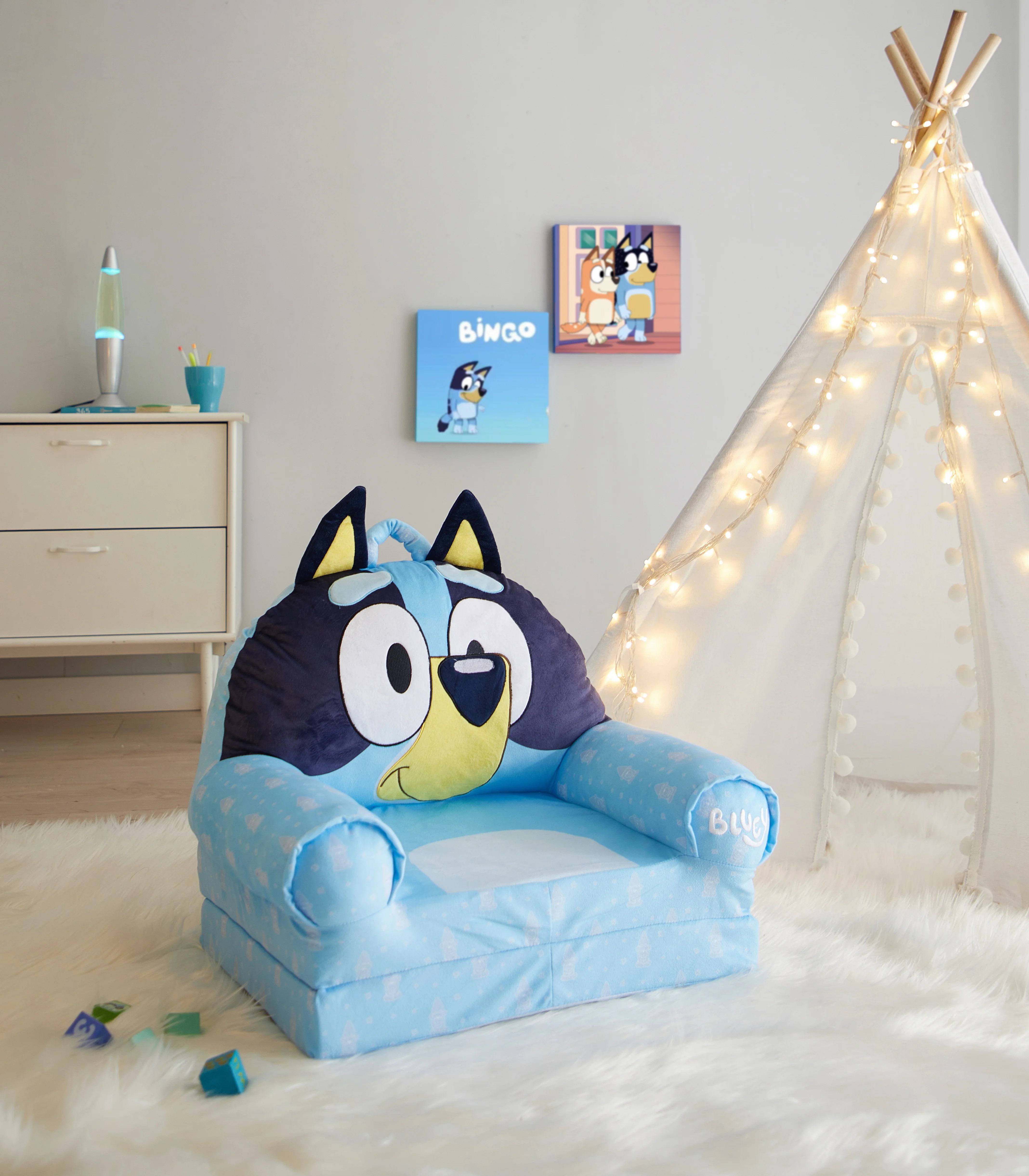 Bluey 2-in-1 Polyester Flip Out Chair Blue for Kids | Walmart (US)