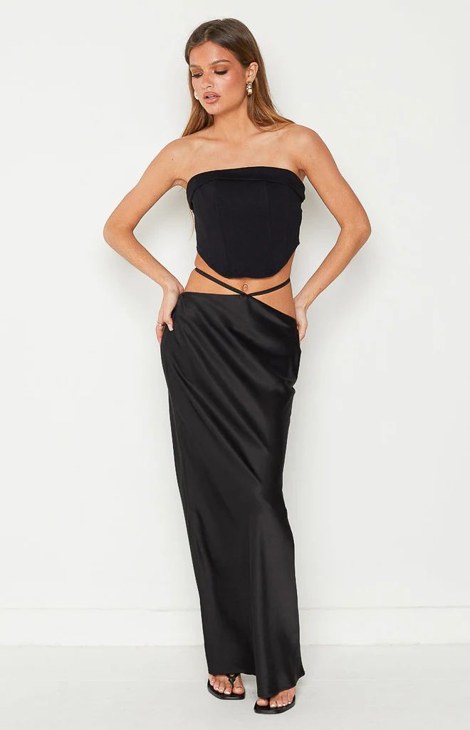 Bethenie Black Maxi Skirt | Beginning Boutique (US)