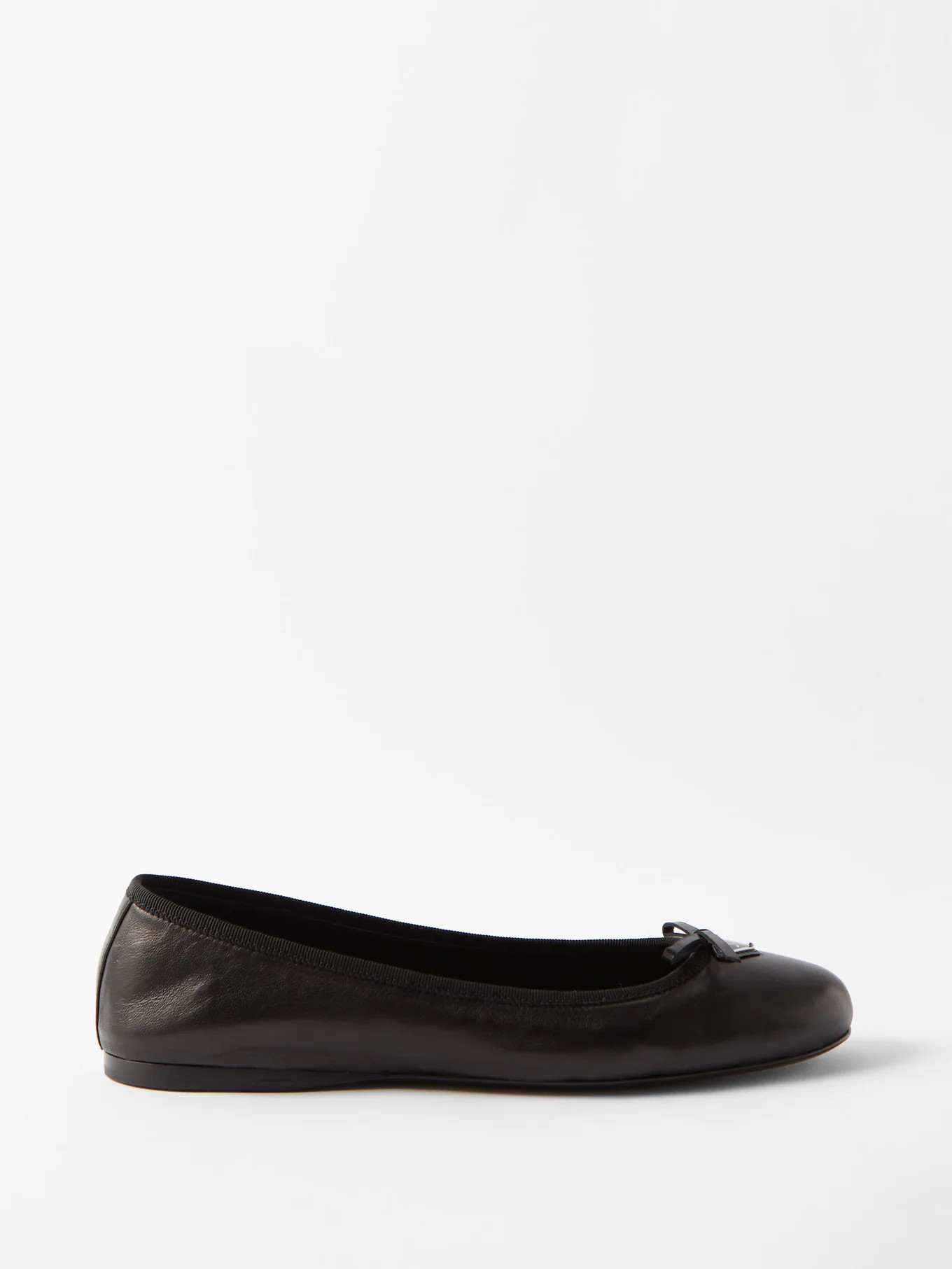 Triangle logo-plaque leather ballet flats | Prada | Matches (UK)