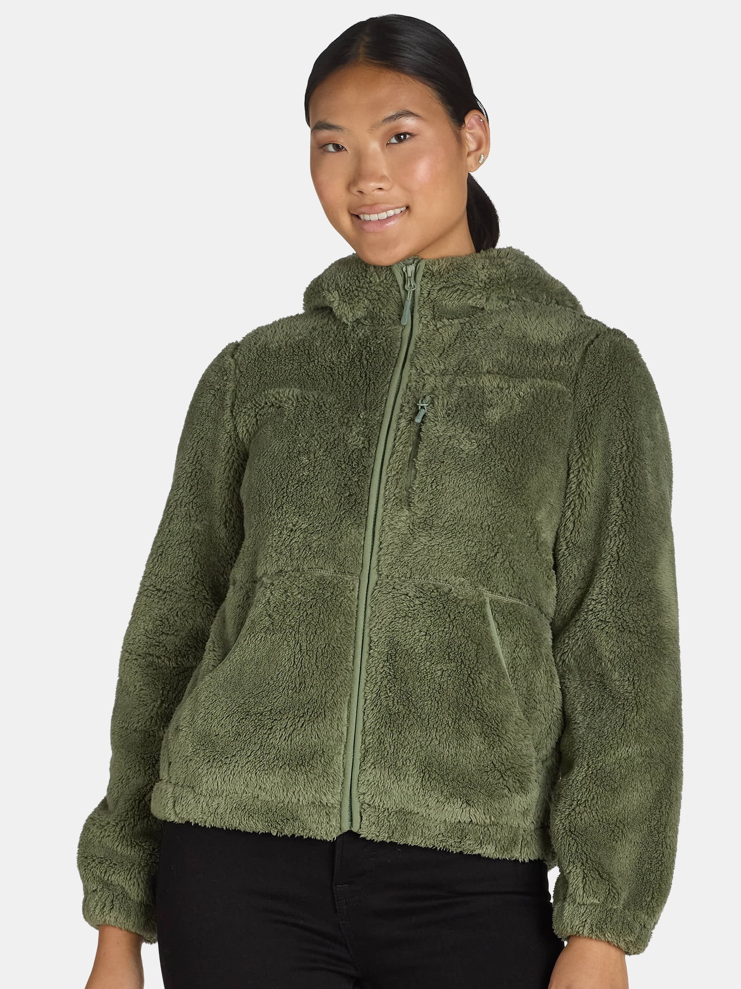 Reebok Women's Cozy Fleece Hooded Zip Jacket, Sizes S-XL - Walmart.com | Walmart (US)