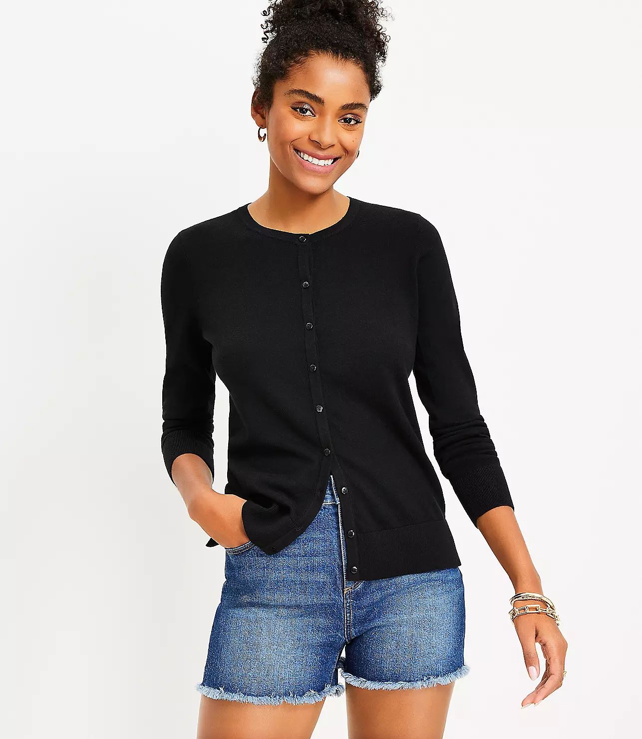 Crew Neck Cardigan | LOFT