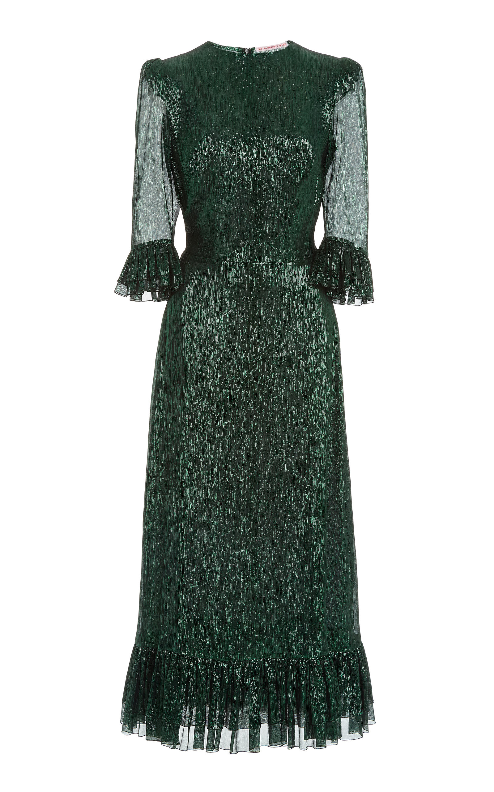 The Falconetti Metallic Chiffon Midi Dress | Moda Operandi (Global)
