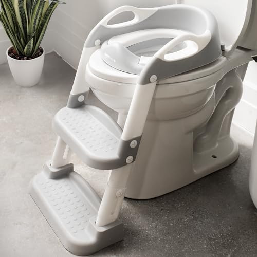 Jool Baby Potty Training Seat with 2 Step Ladder for Toddlers - Splash Guard, Adjustable Height (Gray) | Amazon (US)