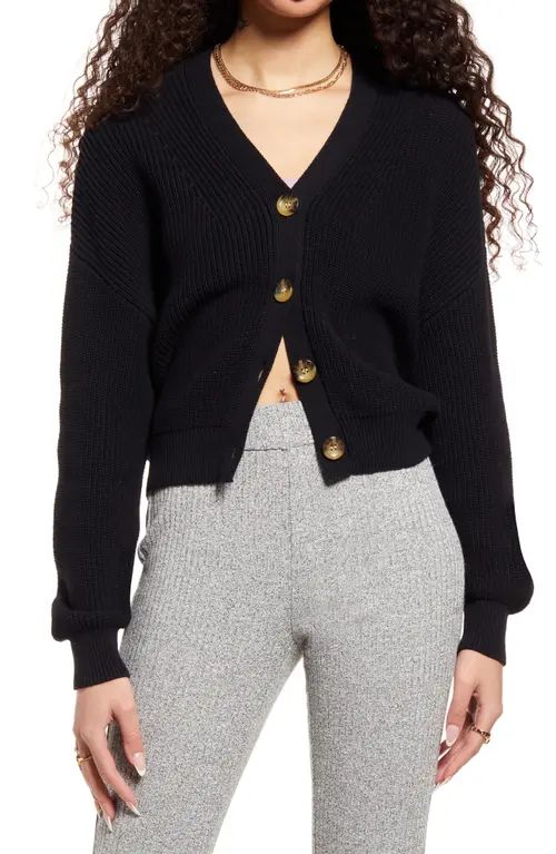 BP. Easy Button Front Cardigan in Black at Nordstrom, Size Small | Nordstrom