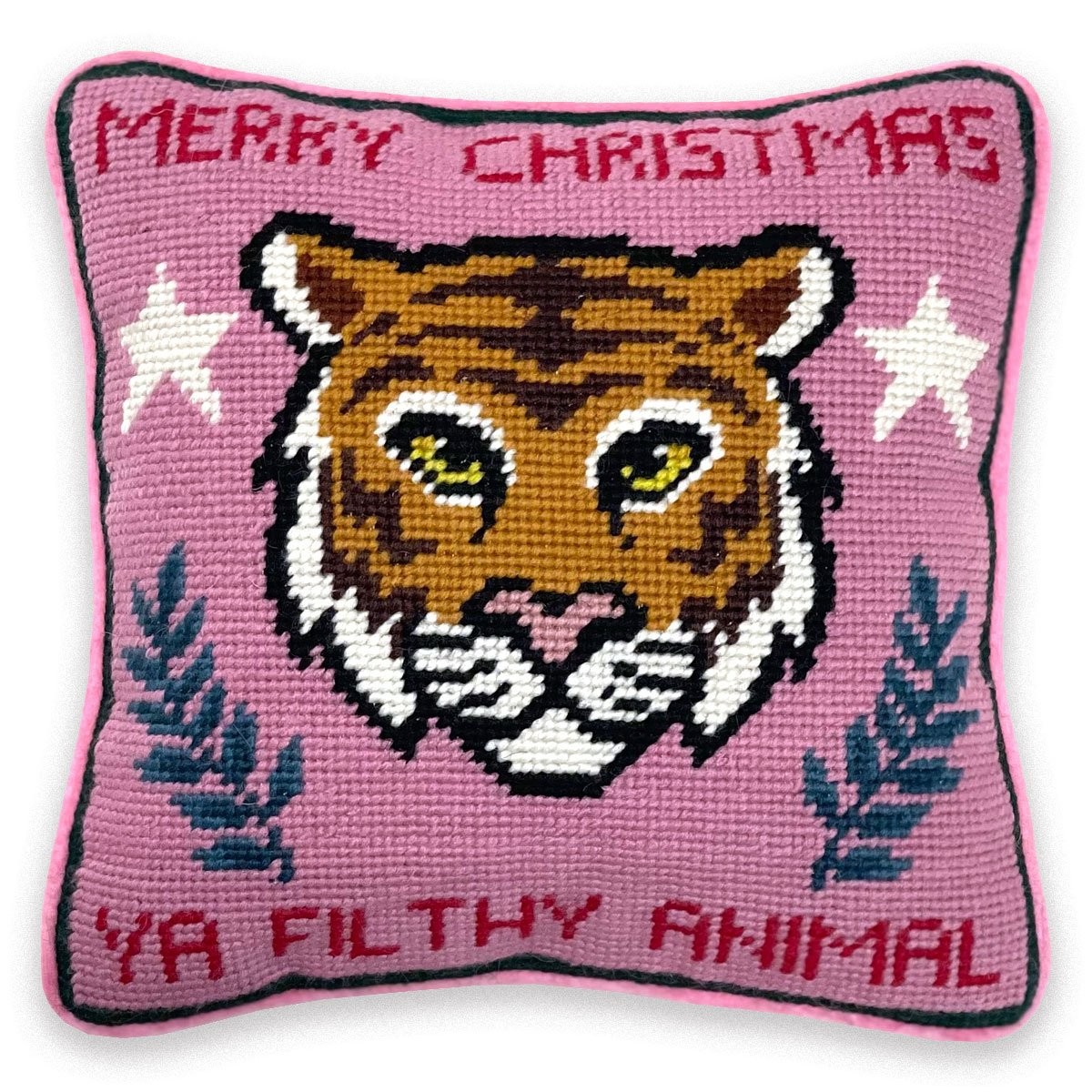 Merry Christmas Ya Filthy Animal Needlepoint Pillow | Furbish Studio