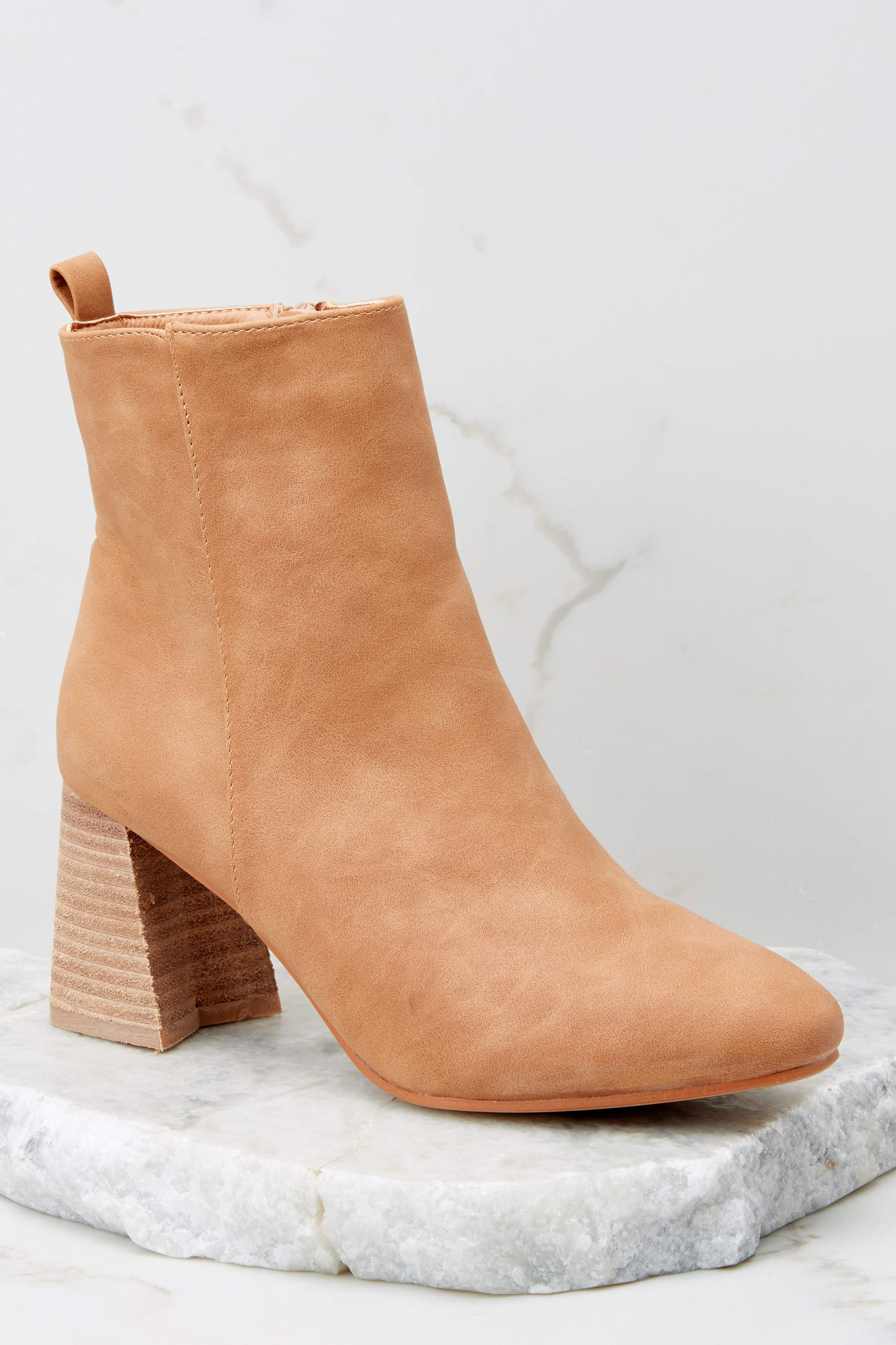 Modern Classic Tan Ankle Booties | Red Dress 