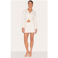 Petite Cream Textured Woven Mini Skirt | PrettyLittleThing US