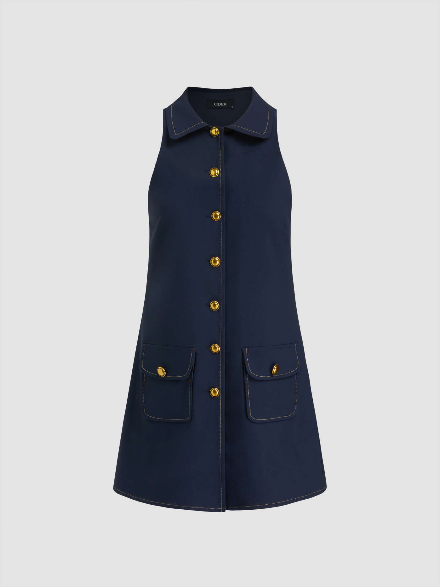 Collar Button Through Pocket Mini Dress | Cider