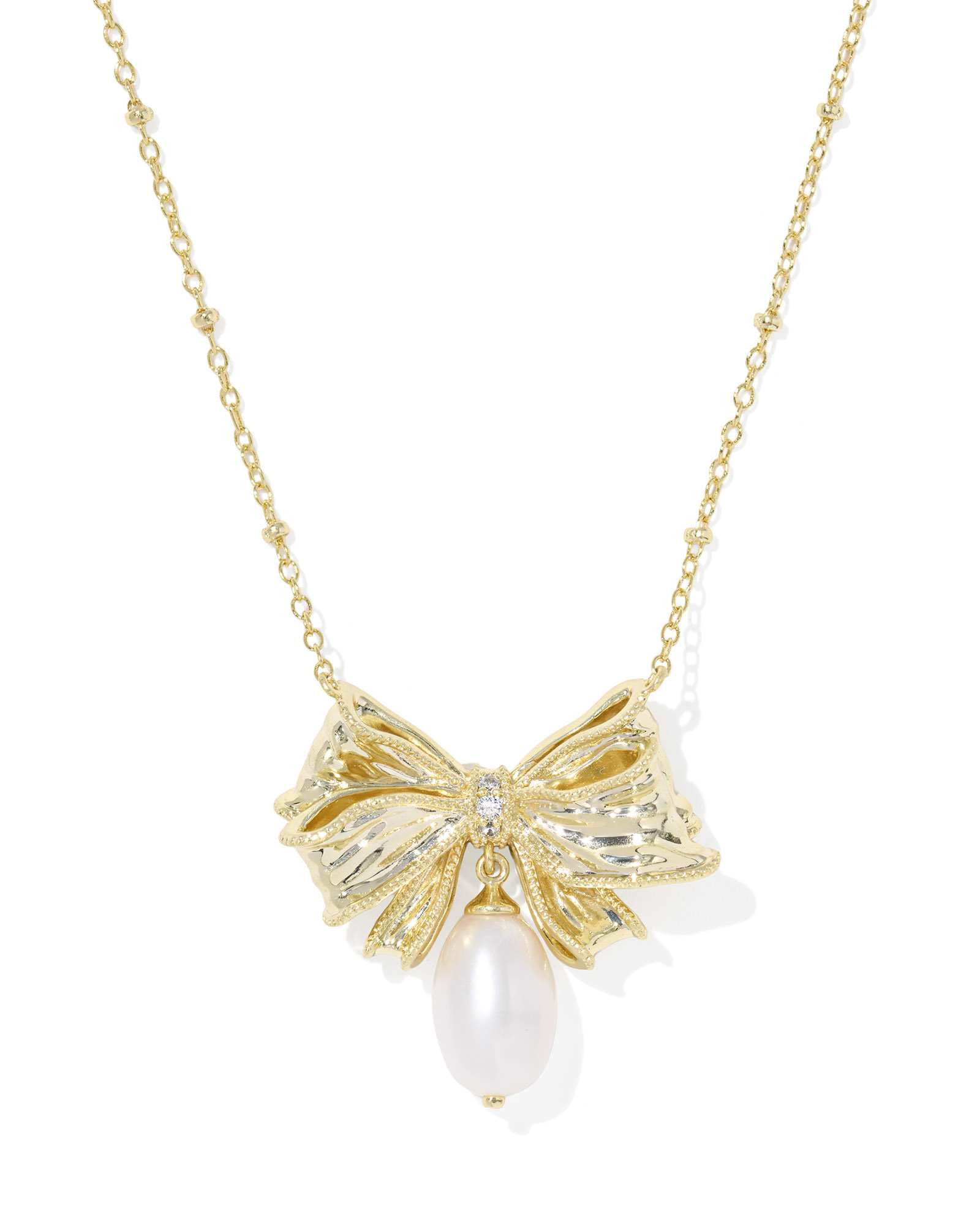 Kendra Scott x LoveShackFancy Bow Gold Necklace | Pearl | Kendra Scott