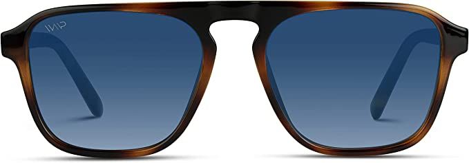 WMP Eyewear - Modern One Bridge Square Men Retro Polarized Aviator Sunglasses | Amazon (US)