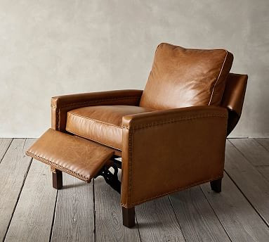 Tyler Leather Square Arm Recliner | Pottery Barn (US)