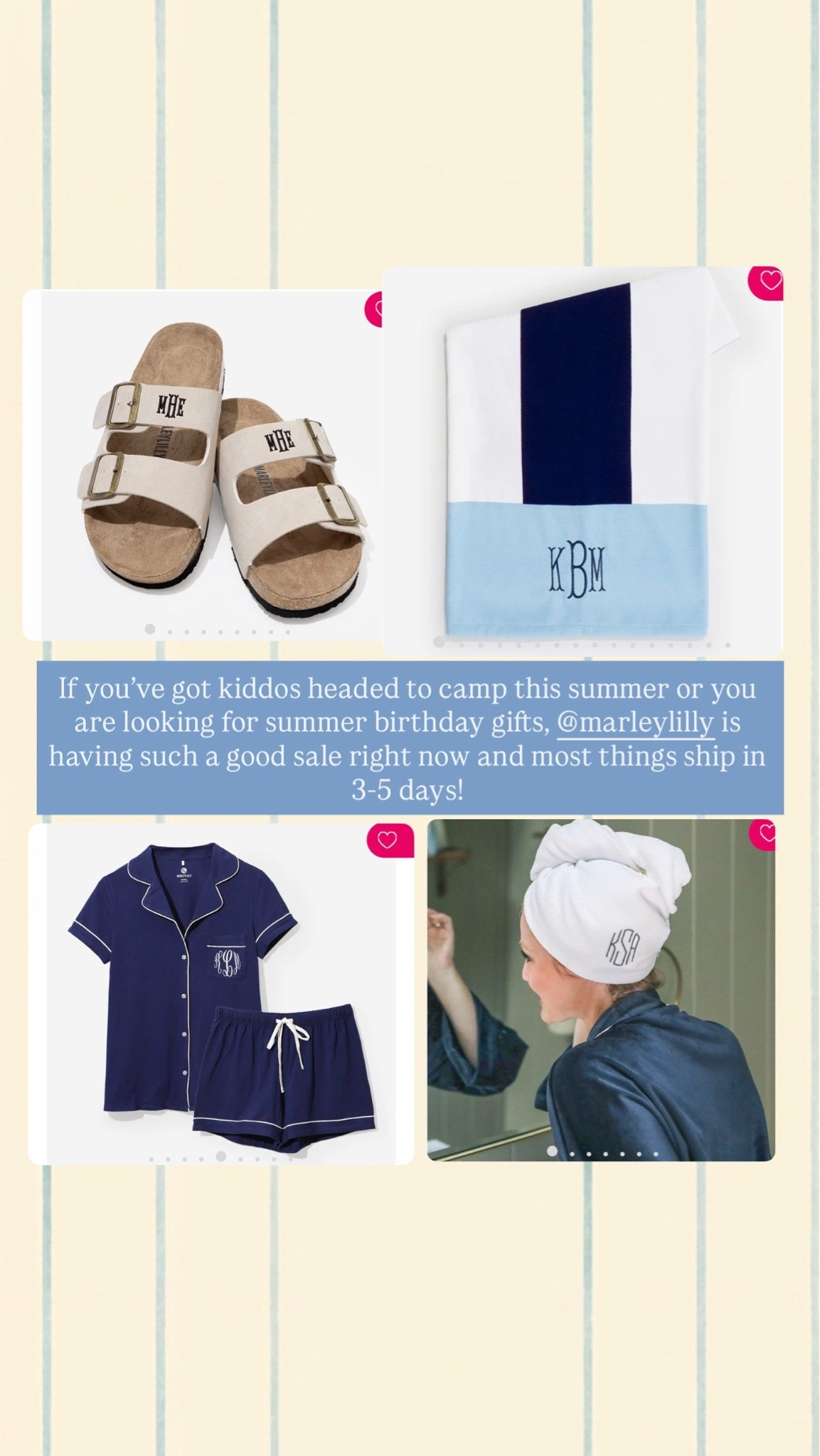 Summer camp prep but make it cute 🤍 Found so many good personalized gifts and travel essentials from Marley Lilly that would be perfect for camp, summer birthdays, lake trips and sleepovers. Loving the monogrammed pajamas, towel wraps, sandals and all the little extras that make packing feel way more organized. Most items ship in 3–5 days too! Linking all my favorites here.

summer camp essentials, personalized gifts for girls, monogram gifts, camp packing ideas, summer travel essentials, girls sleepover gifts, personalized pajamas, monogram towel wrap, summer birthday gift ideas, preppy summer accessories, lake trip essentials, personalized sandals

#LTKmomlife #LTKSaleAlert #LTKTravel