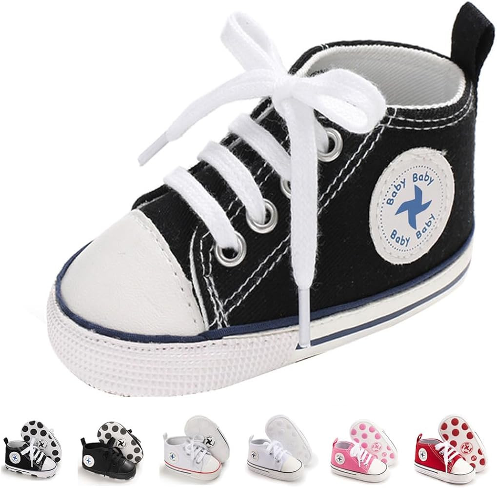 Newborn Baby Girls Boys Canvas Shoes Infant Soft Sole Slip On First Walkers Sneaker Toddler Flat ... | Amazon (US)