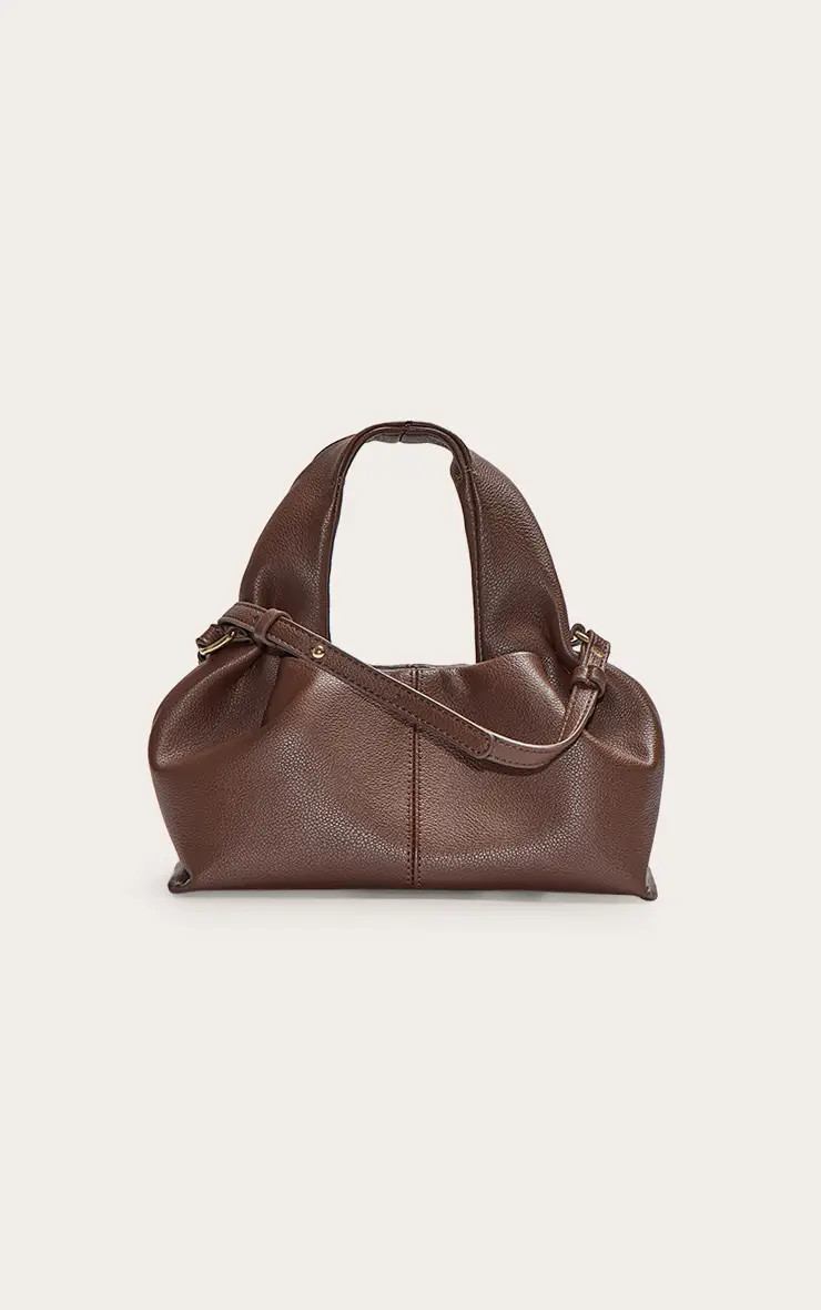 Chocolate Slouchy Mini Pu Handbag | PrettyLittleThing UK